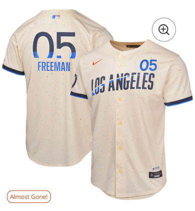 Men Los Angeles Dodgers #5 Freddie Freeman Cream 2025 MLB Nike jersey